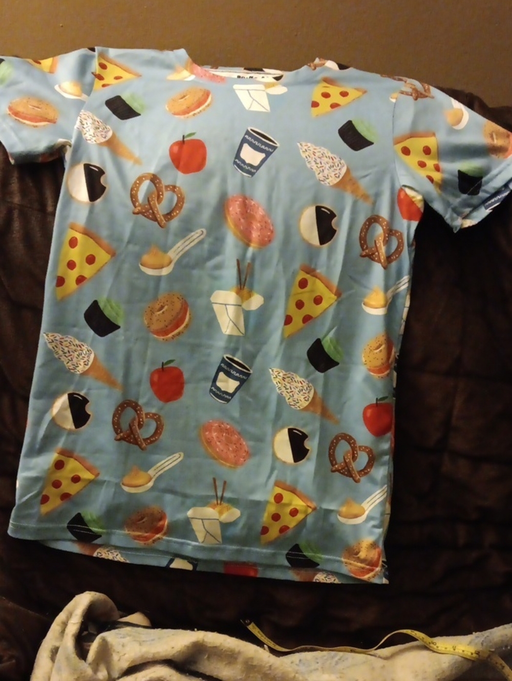 Blue Snack/Food Print Short Sleeve Tee